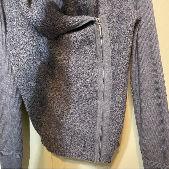 White House Black Market Sweater Wool Mixed Long Sleeves Cozy Gray Zip Up L - Picture 5 of 9